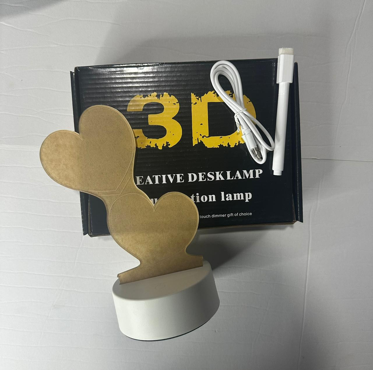 Creative 3D Visualization Lamp Heart Shaped