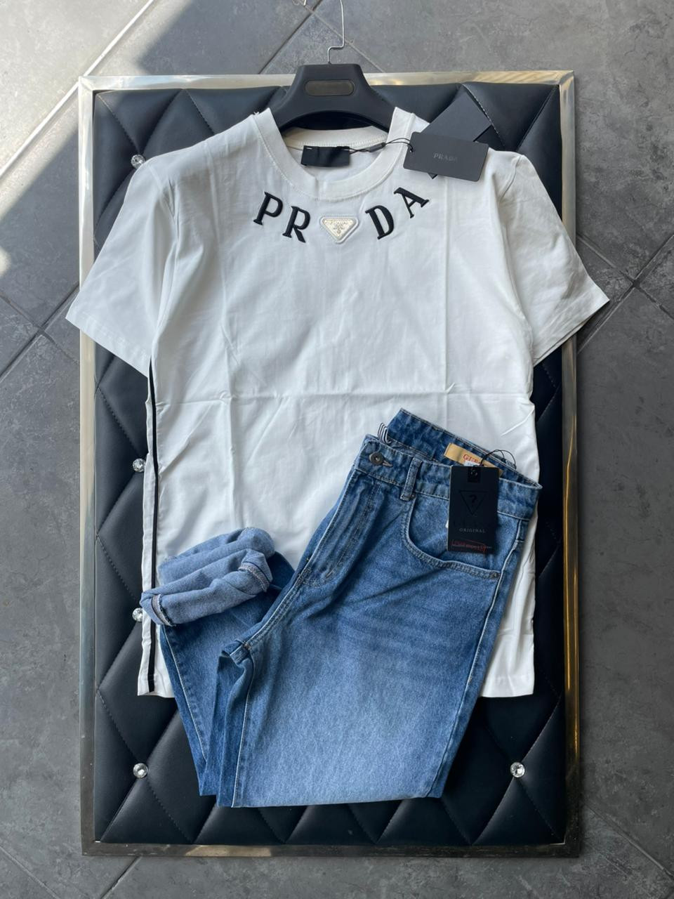 White Prada Set T-shirt and Jeans