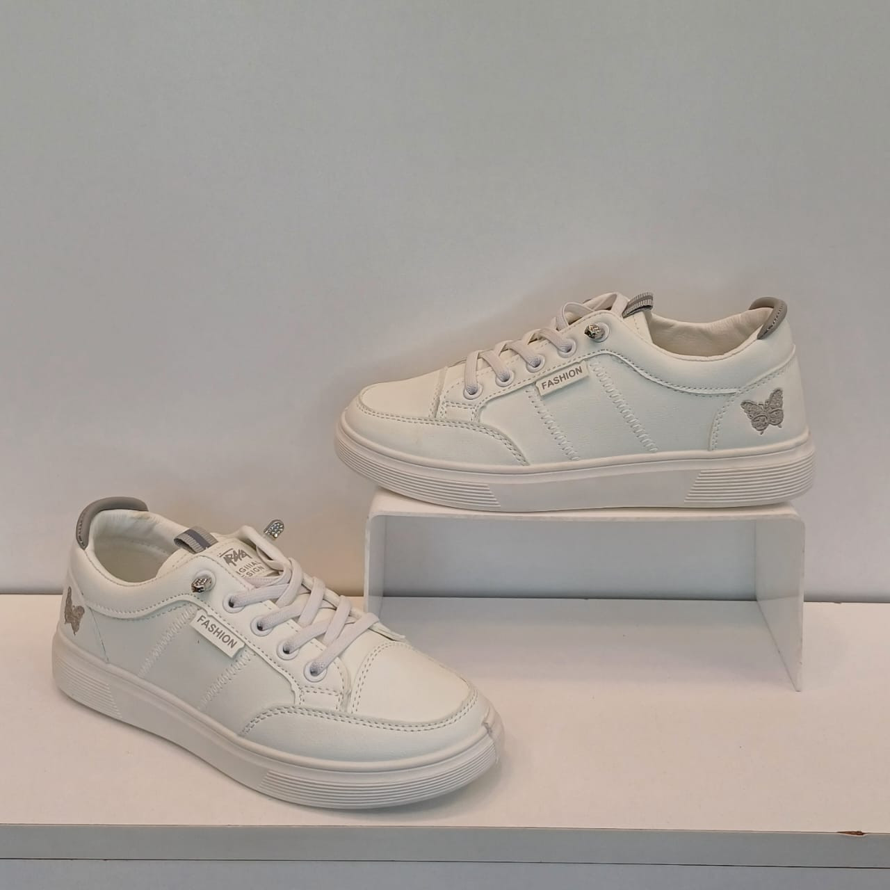 Women White Solid Sneakers