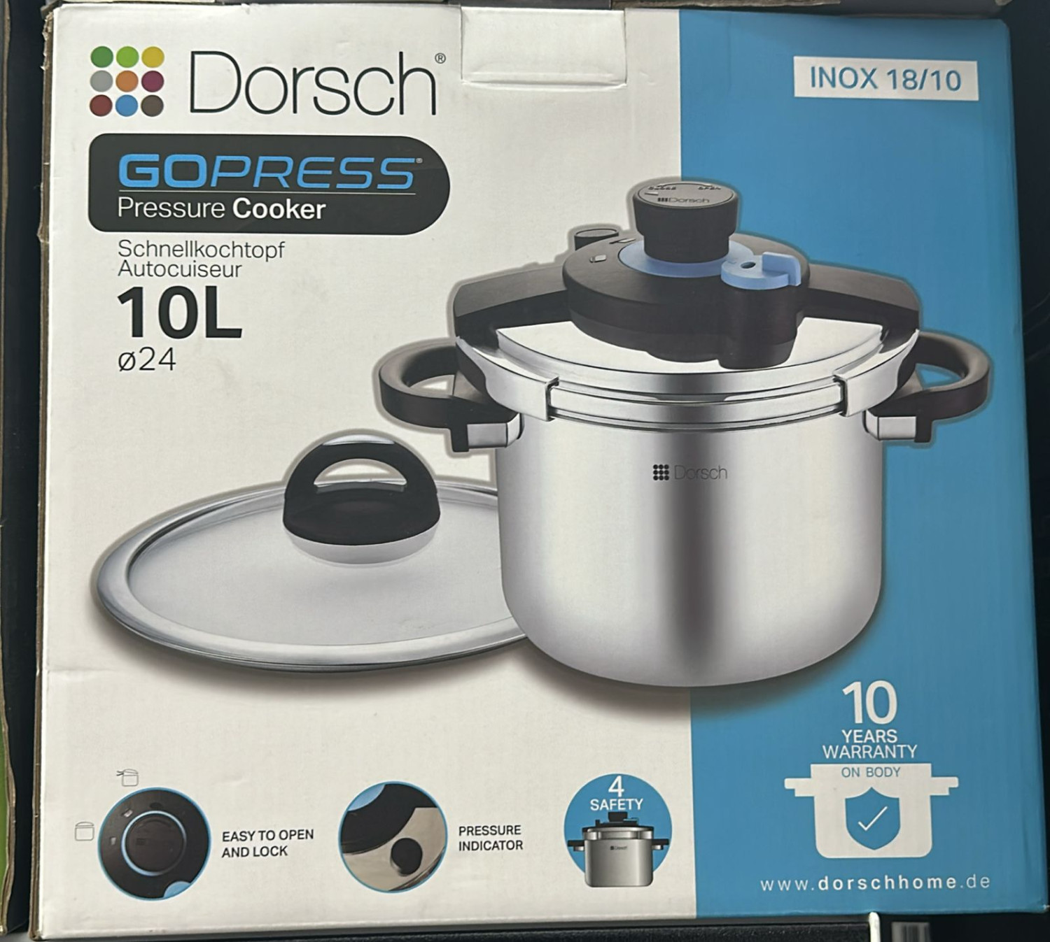 Pressure Cooker  10 L with Glass Lid